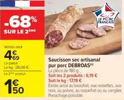 Cora Saucisson sec artisanal pur porc debroas offre
