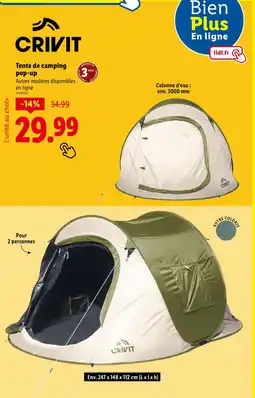 Lidl CRIVIT Tente de camping pop-up offre
