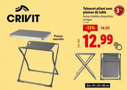 Lidl CRIVIT Tabouret pliant avec plateau de table Autres modèles offre