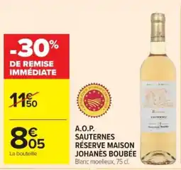Cora A.o.p. sauternes réserve maison johanès boubée offre
