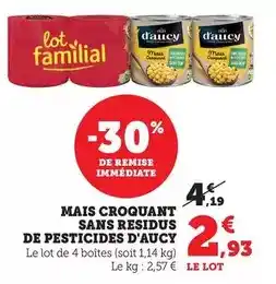 Bi1 D'aucy - mais croquant sans residus de pesticides offre