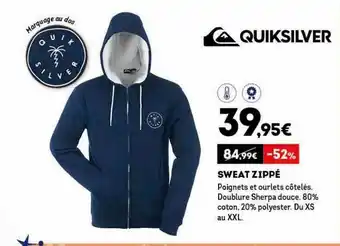 Sport 2000 Sweat Zippé Quiksilver offre