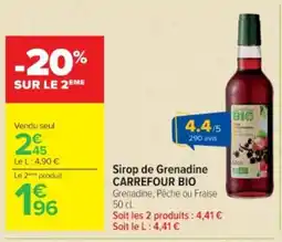 Cora Sirop de grenadine carrefour bio offre