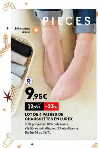 Sport 2000 Lot De 4 Paires De Chaussettes En Lurex offre