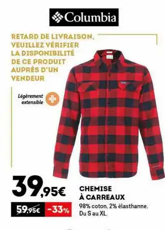 Sport 2000 Chemise à Carreaux Columbia offre