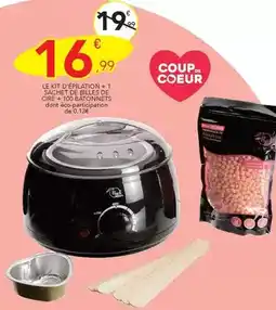 Stokomani Le kit d'epilation + 1 sachet de billes de cire + 1o batonnets offre