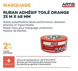 Zolpan ARTIS Ruban adhésif toilé orange 25 m x 48 mm offre