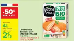 Cora Cordons bleus de volaille bio nature de france offre