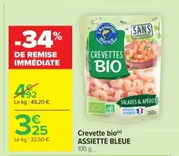 Cora Crevette bio assiette bleue offre