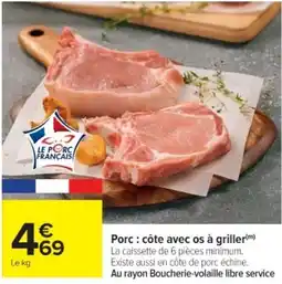 Cora Porc côte avec os à griller offre