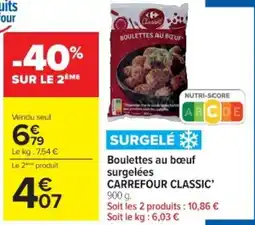 Cora Boulettes au bœuf surgelées carrefour classic offre