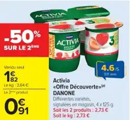 Cora Activia offre découverte danone offre