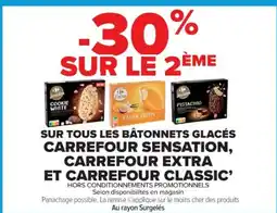 Cora Sur tous les bâtonnets glacés carrefour sensation carrefour extra et carrefour classic offre