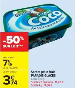 Cora Sorbet plein fruit paradis glaces offre