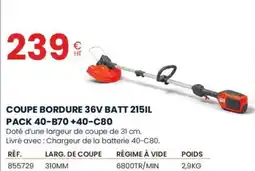 Au Forum du Bâtiment Coupe bordure 36v batt 215il pack 40-b70 +40-c80 offre
