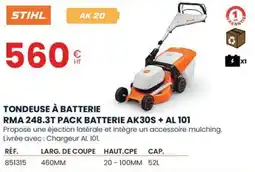 Au Forum du Bâtiment STIHL Tondeuse à batterie rma 248.3t pack batterie ak30s + al 101 offre