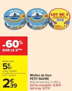 Cora Miettes de thon petit navire offre
