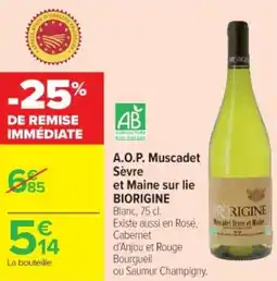 Cora A.o.p. muscadet sèvre et maine sur lie biorigine offre