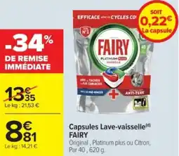 Cora Capsules lave-vaisselle fairy offre