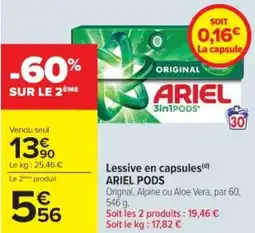 Cora Lessive en capsules ariel pods offre
