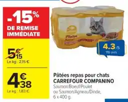Cora Pâtées repas pour chats carrefour companino offre