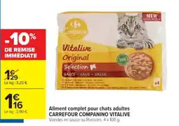 Cora Aliment complet pour chats adultes carrefour companino vitalive offre