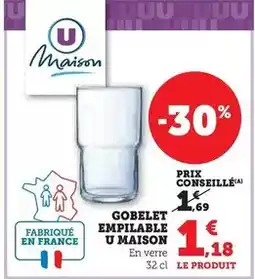 Hyper U U - gobelet empilable maison offre