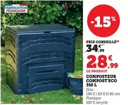 Hyper U Dim - composteur compost'eco 350 l offre