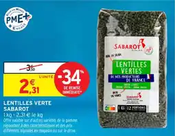 Intermarché Contact Lentilles vertes sabarot offre