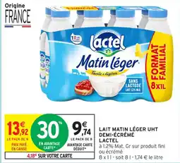 Intermarché Contact Lait matin léger uht demi ecreme lactel offre