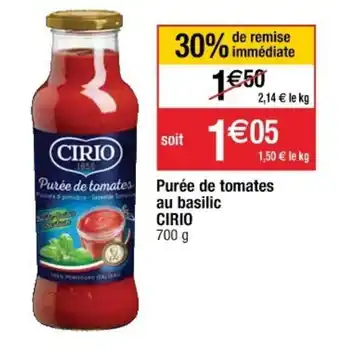Cora x Carrefour Purée de tomates au basilic offre