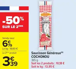 Cora x Carrefour Saucisson Généreux COCHONOU offre