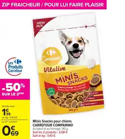 Cora Minis Snacks pour chiens CARREFOUR COMPANINO offre