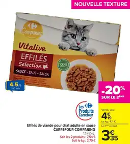 Cora Effilés de viande pour chat adulte en sauce CARREFOUR COMPANINO offre