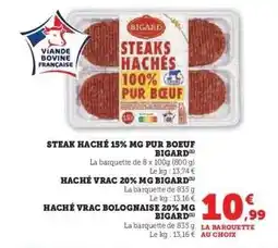 Hyper U STEAK HACHÉ 15% MG PUR BOEUF BIGARD offre