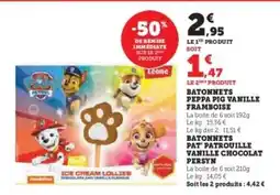 Hyper U BATONNETS PAT' PATROUILLE VANILLE CHOCOLAT PERSYN offre