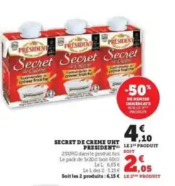 Hyper U SECRET DE CRÈME UHT PRESIDENT offre