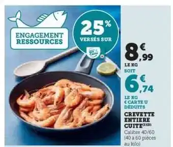 Hyper U CREVETTE ENTIERE CUITE offre