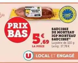 Hyper U SAUCISSE DE MORTEAU IGP MORTEAU SAUCISSE offre