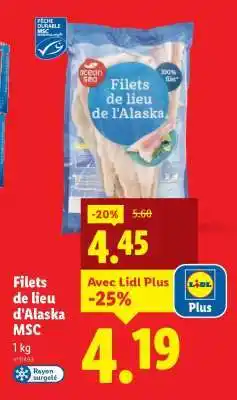 Lidl Filets de lieu d'Alaska MSC offre