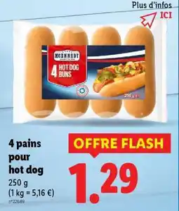Lidl 4 pains pour hot dog offre