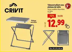 Lidl Tabouret pliant avec plateau de table offre