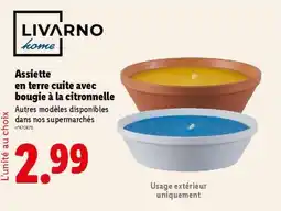 Lidl Assiette en terre cuite avec bougie à la citronnelle offre
