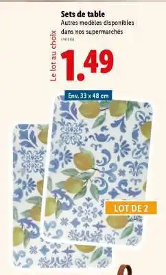 Lidl SETS DE TABLE offre