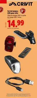 Lidl Set de lampes LED pour vélo offre