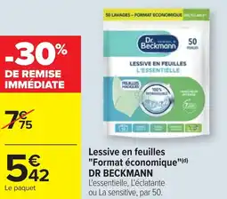 Cora Lessive en feuilles "Format économique" DR BECKMANN offre