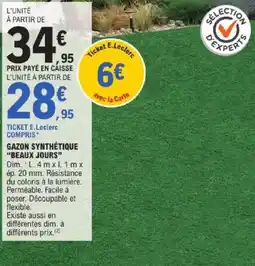E.Leclerc Jardi "BEAUX JOURS" Gazon synthétique offre