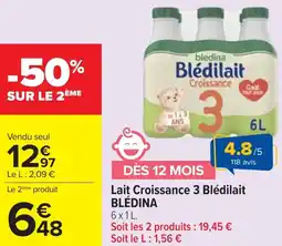 Cora Lait Croissance 3 Blédilait BLÉDINA offre