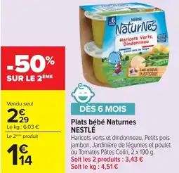 Cora Plats bébé Naturnes NESTLÉ offre