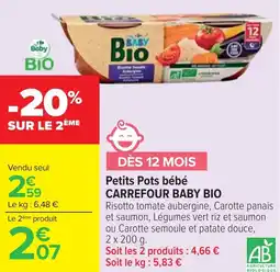 Cora Petits Pots bébé CARREFOUR BABY BIO offre